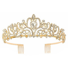 Schmoopy diadema Reina con cristales oro A, brillo deslumbrante para bodas.
