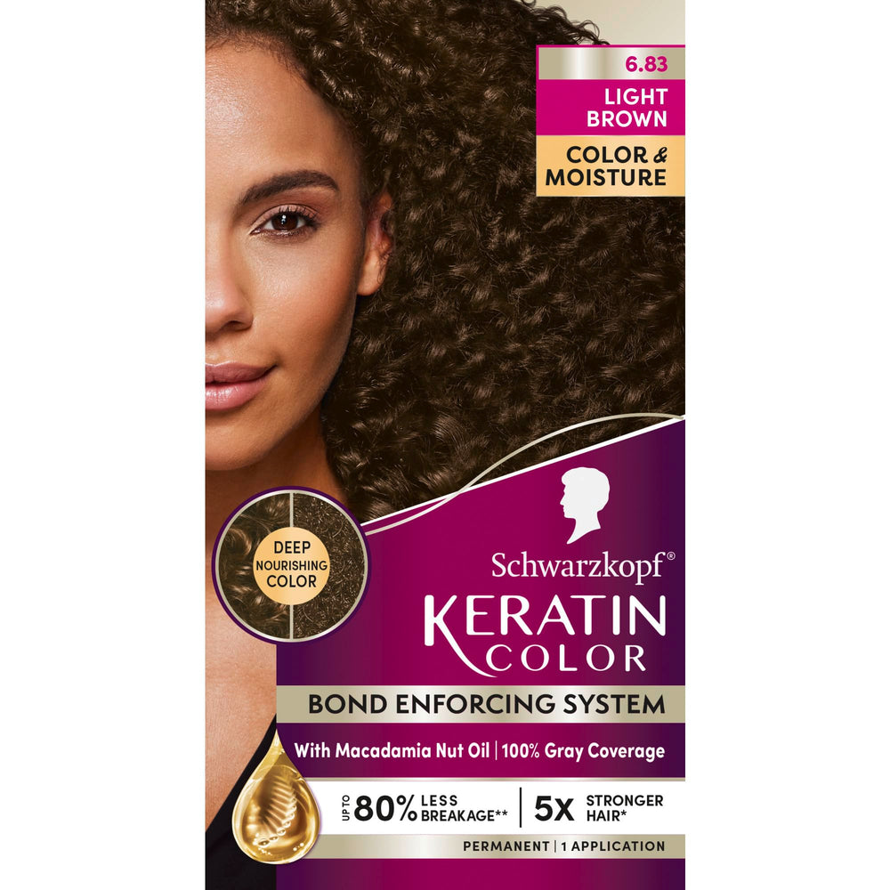 Schwarzkopf Keratin Color 6.83 light brown color cream tube for vibrant, even coverage