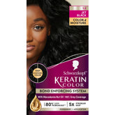 Schwarzkopf Keratin Color jet black bottle closeup showing vibrant color