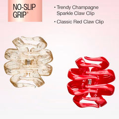 Scunci by Conair red jaw claw clip adds festive hold for thick hair.