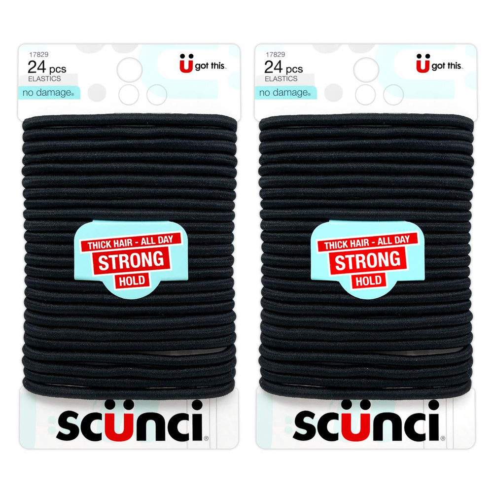 Elásticos Scunci sin daño negro, 24 piezas para uso diario sin esfuerzo