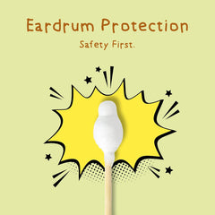 Sea Turtle Bamboo Cotton Swabs with baby safety rim for gentle use.