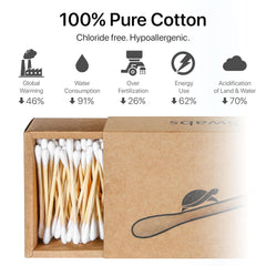 Sea Turtle bamboo cotton swabs wooden stick, sturdy for daily tasks