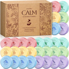 SeasonBliss Shower Steamers packaging highlights 30 individually wrapped pieces.