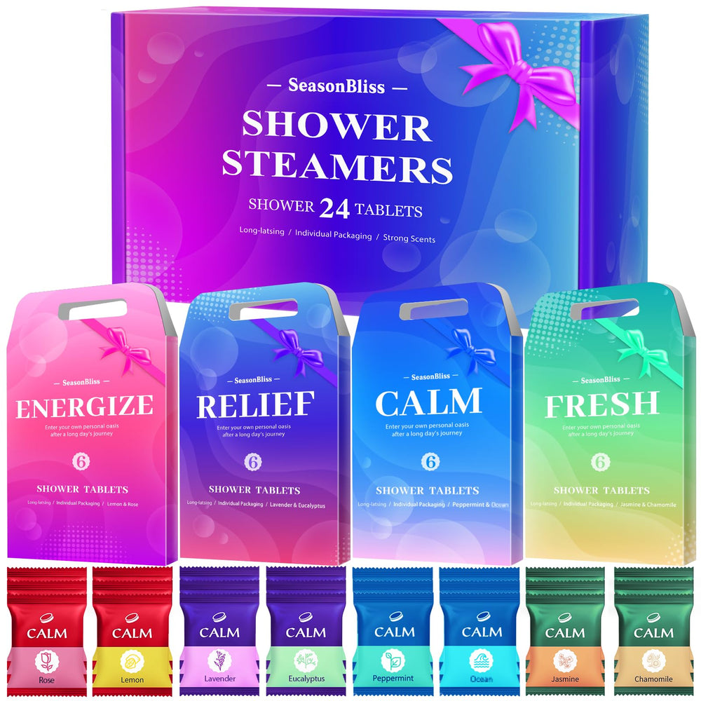 SeasonBliss tableta de ducha en paquete de 24 para uso diario.