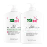 SEBAMED liquid face and body wash pump bottle provides convenient daily cleansing.
