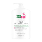 SEBAMED Sensitive Skin Face and Body Wash bottle with pump for gentle cleansing and barrier support.