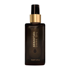 Sebastian Dark Oil bottle front view showing a nourishing glow for smooth, manageable hair.