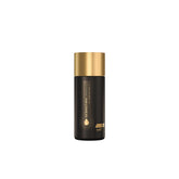 Sebastian Dark Oil bottle close-up showing lightweight detangling benefits.