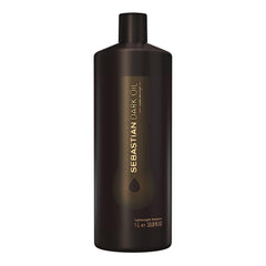 Sebastian Dark Oil Lightweight Shampoo bottle showcases a nourishing formula for shine.