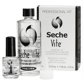 Seche Vite cobertura transparente y aplicación rápida para uñas naturales y geles.