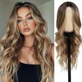 SeclitWu long blonde wig, front view, natural daily wear.