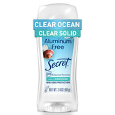 Secret aluminum-free deodorant for women packaging label emphasizing clean protection