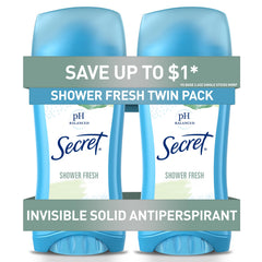 Secret antitranspirante en botella con fragancia ducha fresca, protección duradera para todo el día.