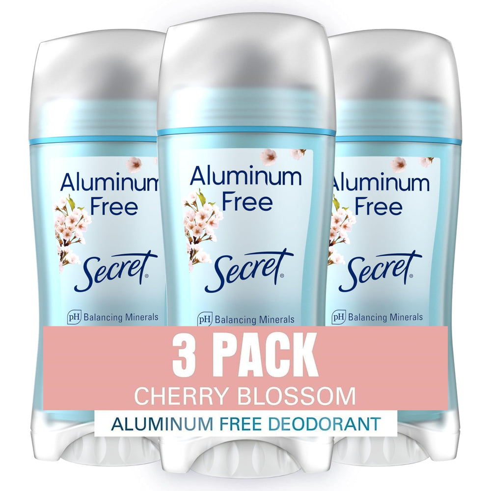 Secret Cherry Blossom aluminum-free deodorant bottle close-up showing long-lasting protection