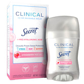 Secret Clinical Strength muestra la botella y la aplicación para protección duradera durante el día.
