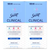 Secret Clinical Strength deodorant packaging shows a two-pack for daily protection