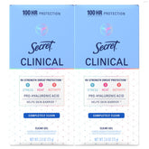 Secret Clinical Strength 2-pack with clear gel deodorant for all-day confidence.