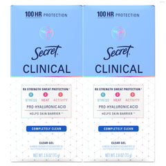 Secret Clinical Strength 2-pack with clear gel deodorant for all-day confidence.