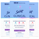 Secret Clinical Strength women bottle shows long-lasting protection against sweat