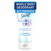 Secret crema desodorante cuerpo sin fragancia para frescura suave