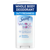Secret desodorante en barra para el cuerpo, envase compacto y práctico.