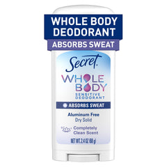 Secret desodorante cuerpo seco en barra, sensación fresca todo el día.