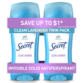 Secret desodorante invisible solid lavanda: aplicación suave diaria para mantener la piel seca y fresca