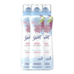 Secret Dry Spray bottle front view shows a lightweight, everyday-use feel