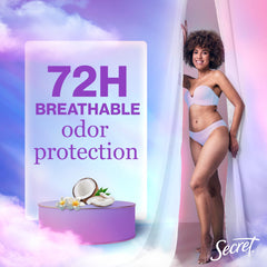 Secret Fresh 72hr odor protection label emphasizes extended freshness.