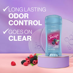Secret Fresh clear gel formula dries quickly with no residue on skin or clothing