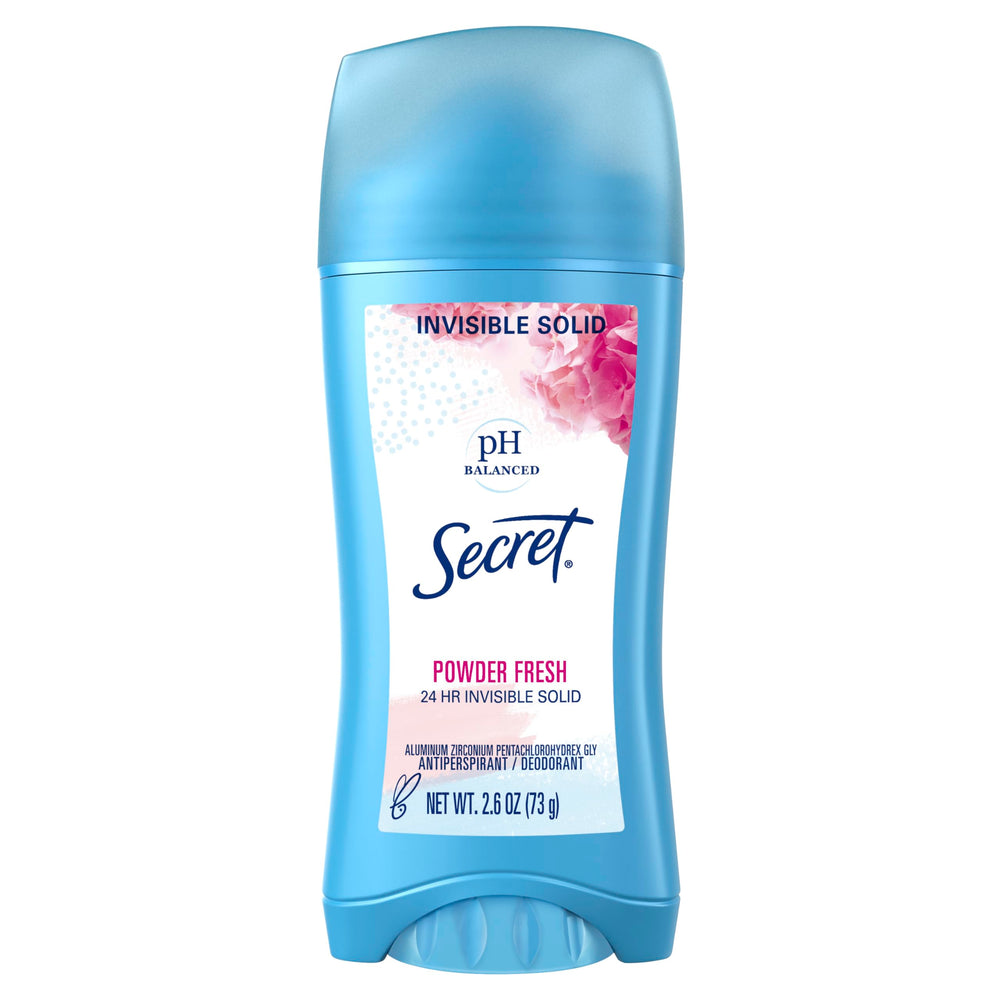 Secret invisible solid powder fresh bottle keeps you dry and confident all day.