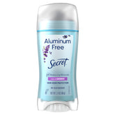 Secret lavender-stick deodorant for women delivers aluminum-free freshness with a smooth glide.