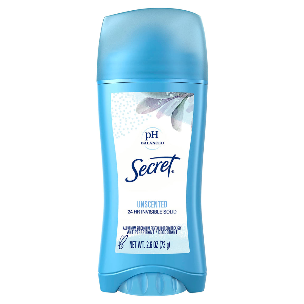 Secret Original Unscented bottle showing 24-hour protection for daily wear