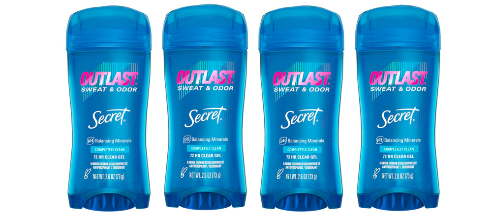 Secret Outlast Clear Gel application showing streak-free coverage for all-day dryness