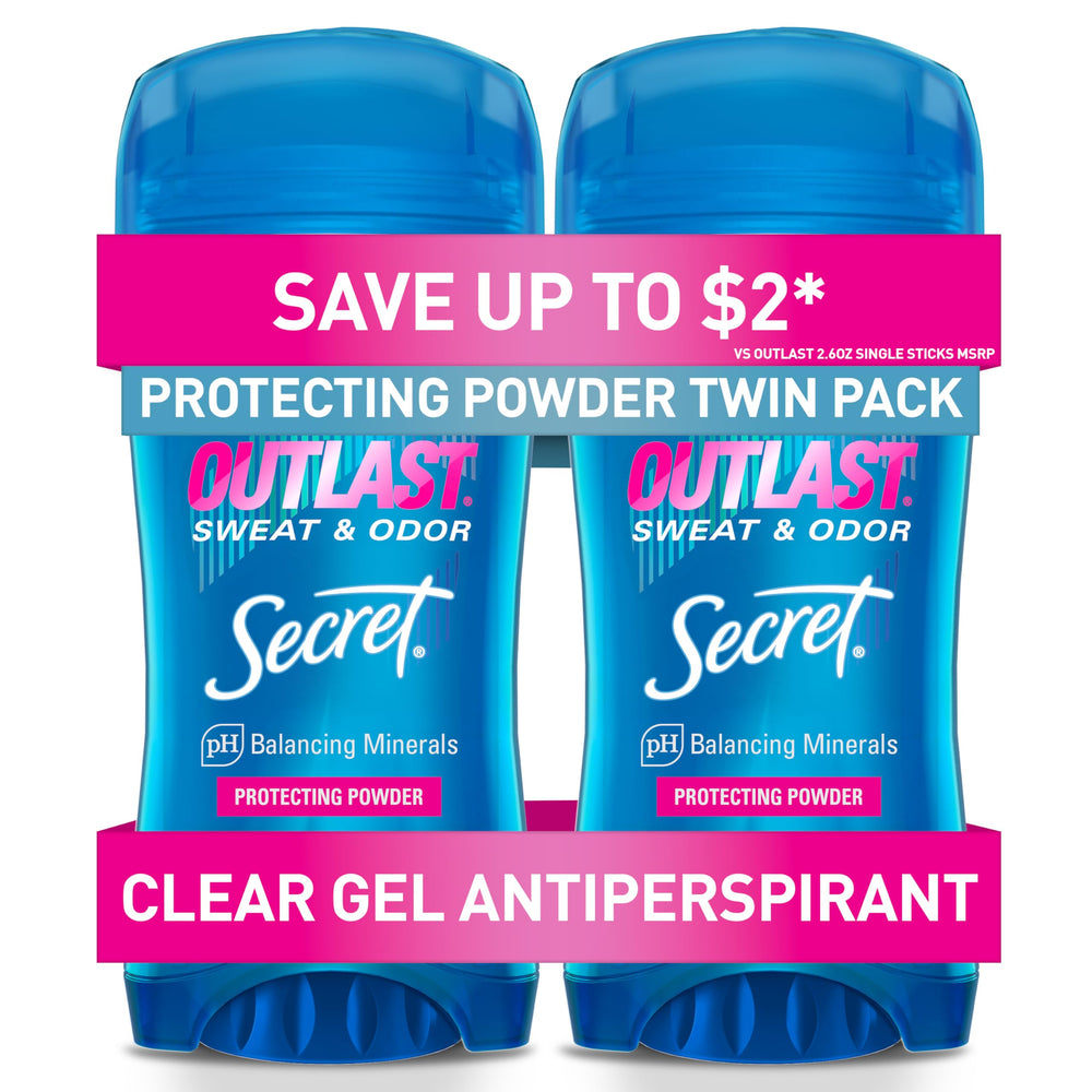 Secret Outlast desodorante para mujer, gel transparente, aplicación limpia sin manchas.