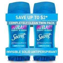 Secret Outlast desodorante para mujer, sólido invisible, listo para uso diario.
