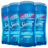 Secret Outlast women's deodorant with 72hr protection in clear gel for stain-free confidence.