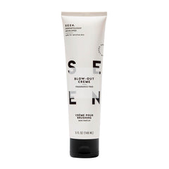 SEEN Blow-Out Creme fragrance-free bottle shows safe styling for sensitive skin.