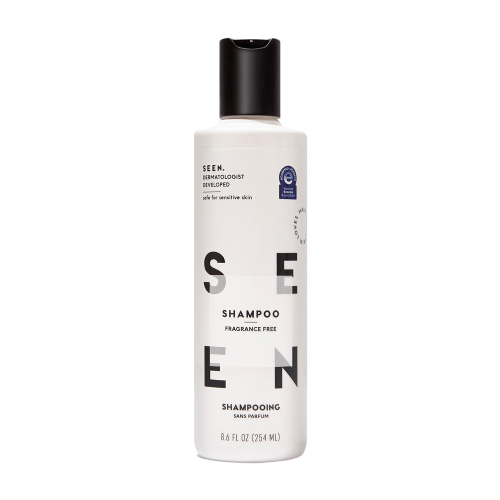 SEEN Fragrance-Free Shampoo bottle front for sensitive skin.