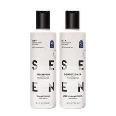SEEN shampoo bottle showing a gentle lather for mild cleansing