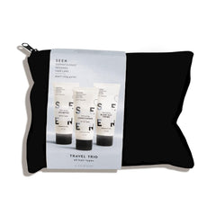SEEN Travel Trio shampoo mini bottle—fragrance-free cleansing for sensitive hair.