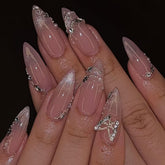 SEENEEY uñas postizas almendra ombre, ajuste natural para uso diario.