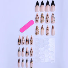 SEENEEY uñas postizas de almendra, estilo floral para ocasiones.