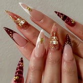 SEENEEY almond press-on nails in French red, ready for a chic at-home manicure.