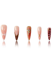 SEENEEY French red nail design with rhinestones for party-ready style.