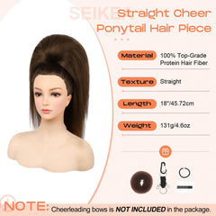SEIKEA Cheer ponytail worn on head delivering instant volume for performances.