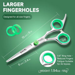 Tool-free tension adjustment for quick blade tuning with SEIMEIKEN scissors.