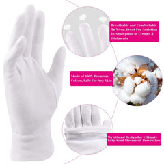 Guantes para eczema Selizo en algodón blanco para manos sensibles