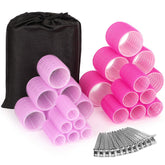 Selizo jumbo pink hair rollers for big, voluminous curls.